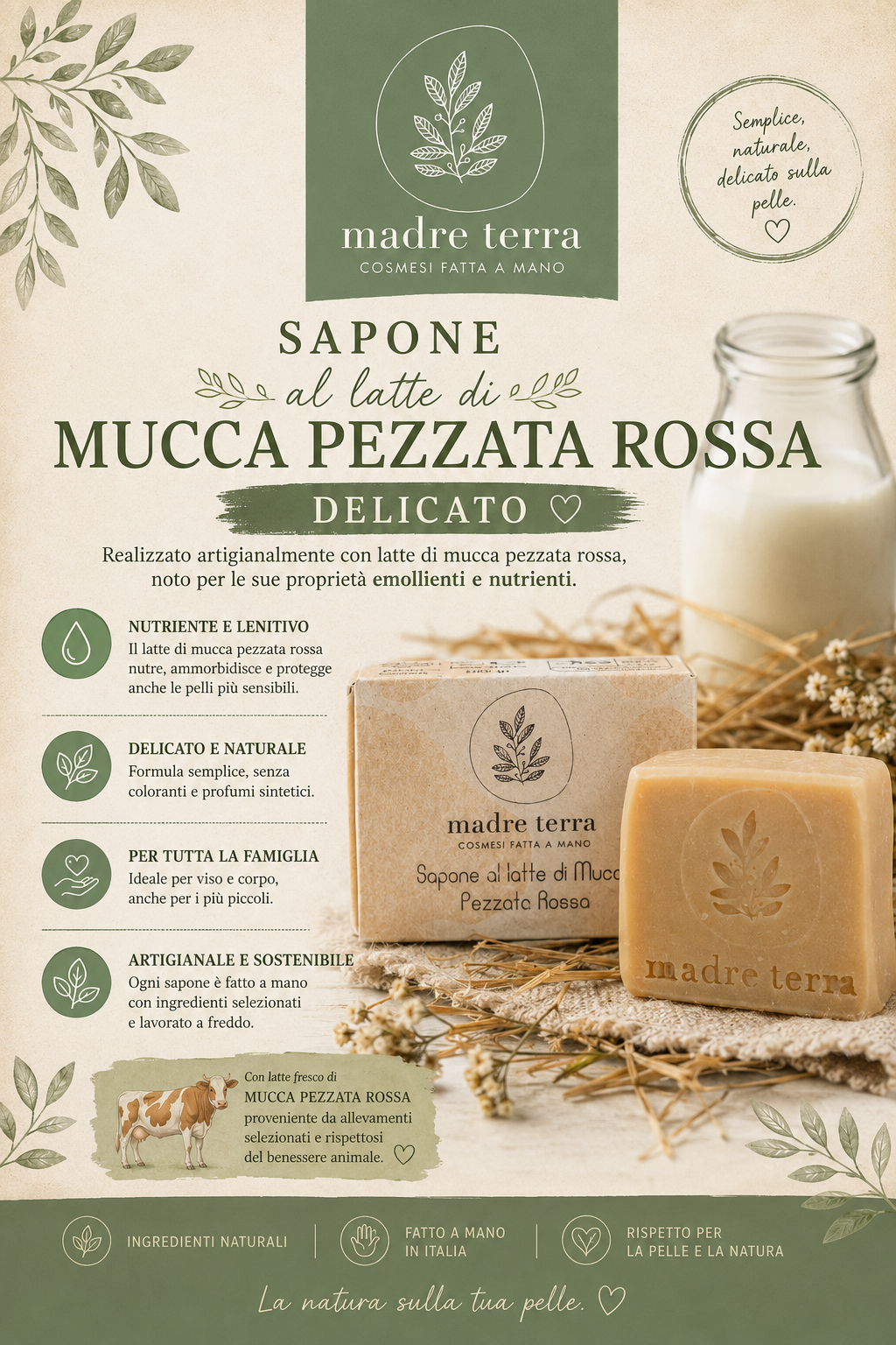 Sapone solido al latte di mucca pezzata rossa - immagine 2
